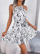 Woven Casual Fashion Halter Neck Leopard Print A Swing Dress